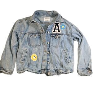 Celebrity Pink Denim Jean Jacket Women’s Small Wash Patch A Smiley